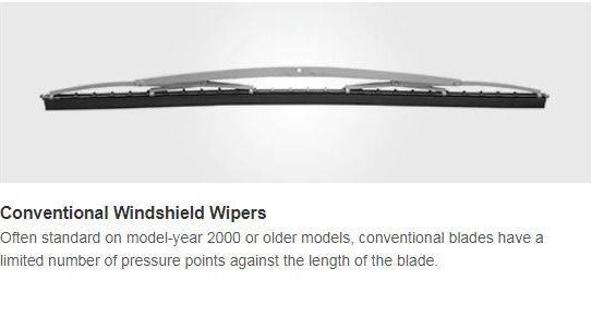 Conventional windshield wipers